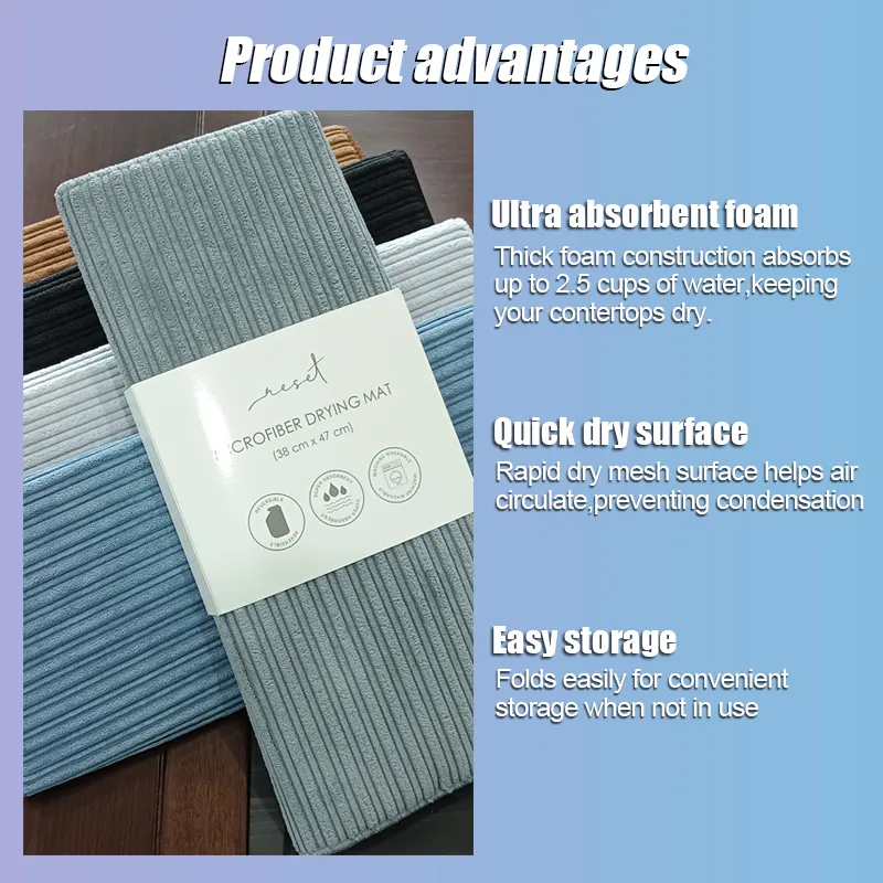 Vertical Stripe Texture Dish Drying Mat