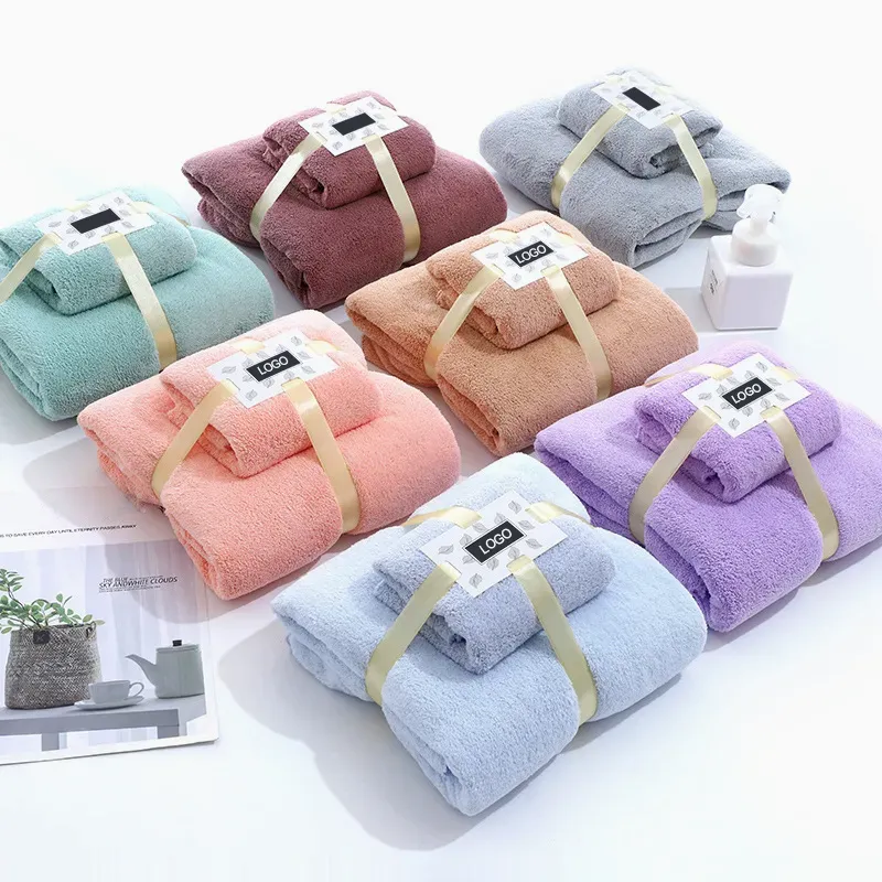 Coral Fleece Bath Towels Set