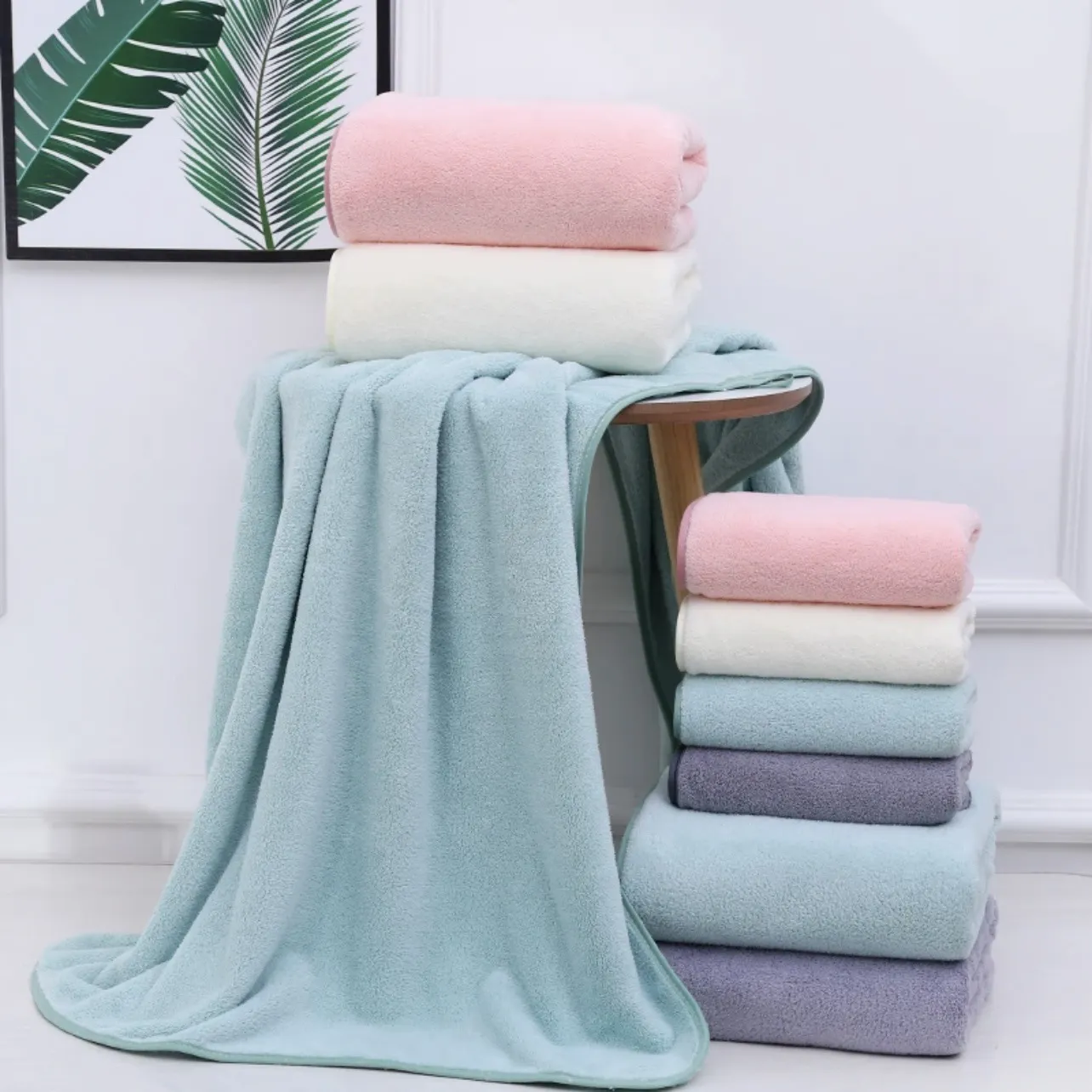 Coral Fleece Bath Towels Set